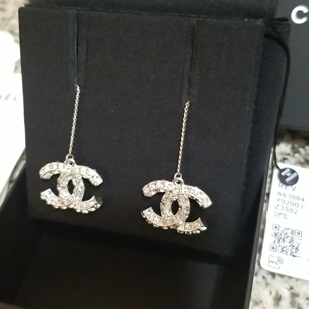 SOLD!!! Baguette Christal CC XL dangle earrings - Picture 10 of 17